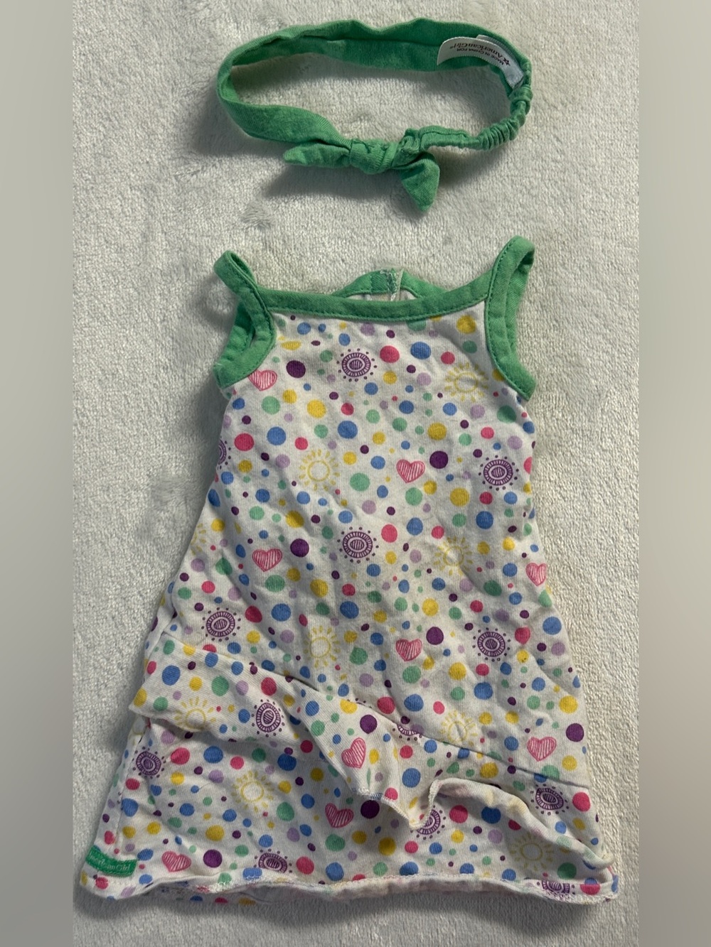 AMERICAN GIRL 2016 spring polka dot doll dress and headband set